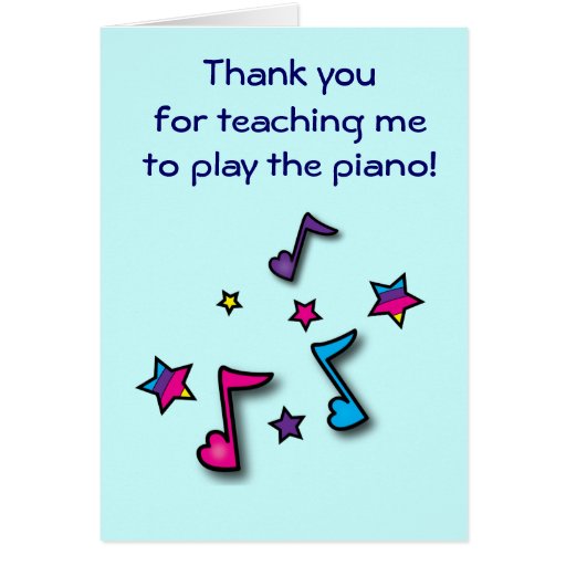 Thank you to My Piano Teacher Greeting Card Zazzle