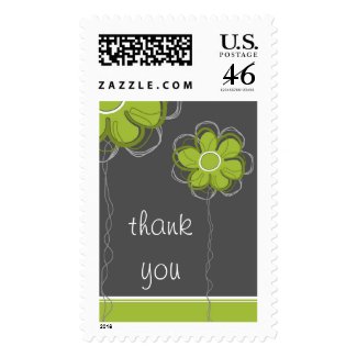 Thank You Trendy Floral Postage Stamp stamp