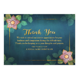 Thank You Turquoise & Gold Floral Thank You Card