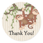 Thank You! Twin Monkeys Baby Shower stickers