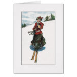 Thank You: Vintage Lady Skier on Mountain Greeting Cards