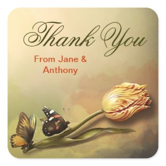 thank you vintage painting sticker