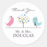 Thank You Wedding Bride and Groom Birds Sticker