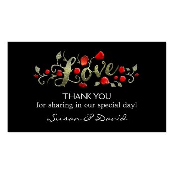 Thank You Wedding Cards - Love Black & Red Roses Double-sided Standard Business Cards (pack Of 100) by juliea2010 at Zazzle