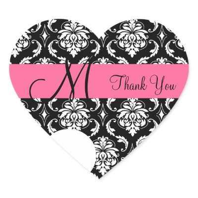 Thank You Wedding Favour Sticker Heart Shaped
