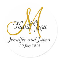 Thank You Wedding Favour Stickers Monogram Gold