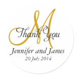 Thank You Wedding Favour Stickers Monogram Gold