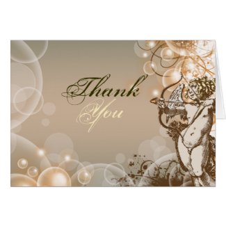 Thank you wedding floral swirls card