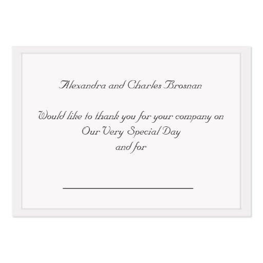 Thank You Wedding Gift Business Card (front side)