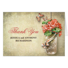 thank you wedding mason jar rustic design cards