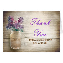 thank you wedding mason jar rustic design cards