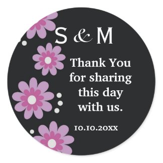 Thank You Wedding Monogram Initial Stickers sticker