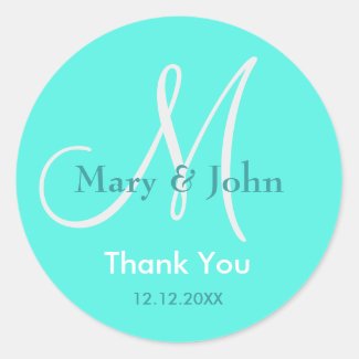 Thank You Wedding Monogram Sticker