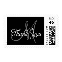 Thank You Wedding Postage Stamps Monogram Black