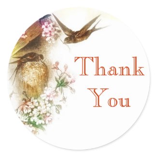 thank you wedding sticker with birds