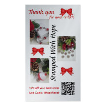 Thank you with 10% off next order card business card