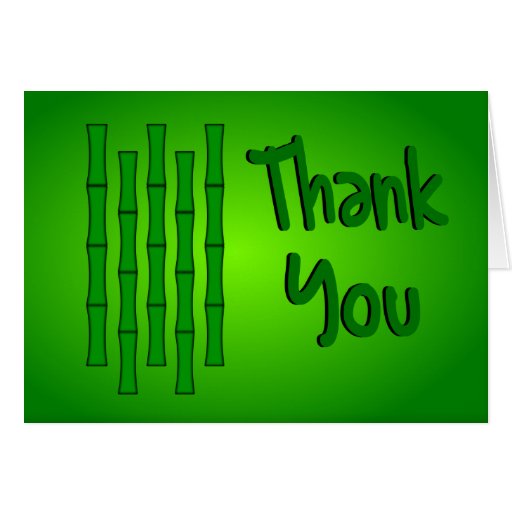 Thank You With Bamboo Design--Green Shading Card