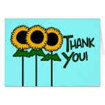 Thank You With Three Outlined Sunflowers Greeting Card