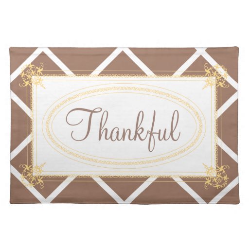 Thankful Placemat in Hot Cocoa/Pumpkin Multi Zazzle