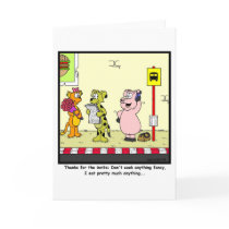Thanks for the invite: Pig cartoon Greeting Card