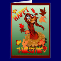 Thanks Giving Turkey and Autumn Leaves Card cards