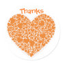 Thanks, orange and white hearts sticker