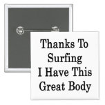 Thanks To Surfing I Have This Great Body Pinback Button