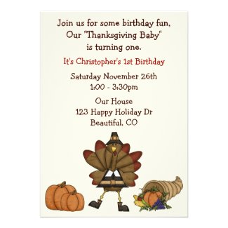 Thanksgiving 1st Birthday Invitation - Boys