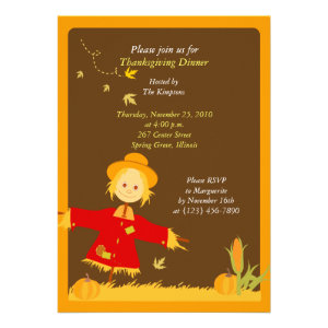 Thanksgiving Autumn Harvest Scarecrow Invitation