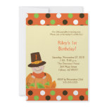 Thanksgiving Baby Pumpkin 5x7 Birthday Invitation