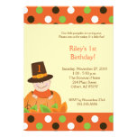 Thanksgiving Baby Pumpkin 5x7 Birthday Invitation