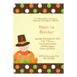 Thanksgiving Baby Pumpkin 5x7 Birthday Invitation