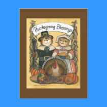 Thanksgiving Blessings Postcard by ZachBear Thanksgiving Blessings Postcard