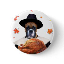 Thanksgiving Boxer Dog buttons