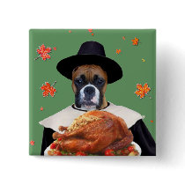 Thanksgiving Boxer Dog buttons