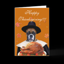 Thanksgiving boxer dog greeting card