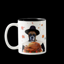 Thanksgiving Boxer dog mug mugs