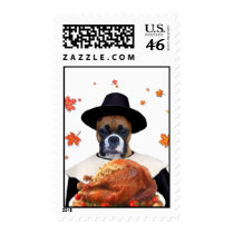 Thanksgiving boxer dog postage