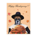 Thanksgiving boxer dog postcard