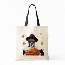 Thanksgiving Boxer Dog tote bag