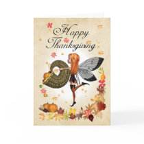 Thanksgiving Card - Cute Little Pumpkin Fairy