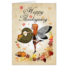 Thanksgiving Card - Cute Little Pumpkin Fairy