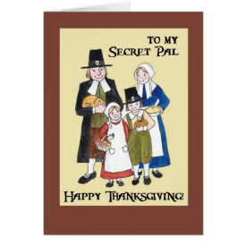 Thanksgiving Card with Pilgrims for a Secret Pal