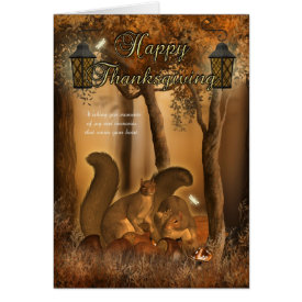 Thanksgiving Card With Squirrels