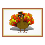 Thanksgiving Cartoon Turkey Pilgrim Personalized Announcements