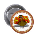 Thanksgiving Cartoon Turkey Pilgrim Pin