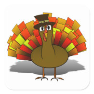 Thanksgiving Cartoon Turkey Pilgrim Sticker