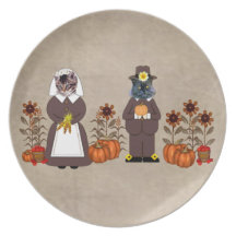 Thanksgiving Cats Dinner Plate