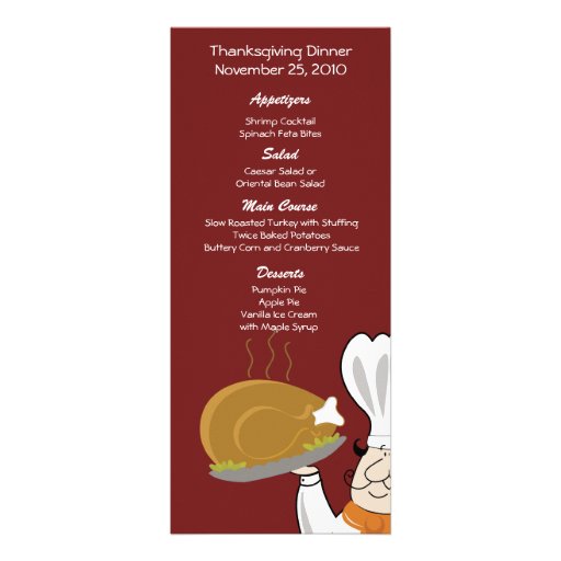 Thanksgiving Chef Turkey Day Customized Menu Invitation