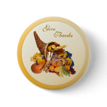 Thanksgiving. Cornucopia Button